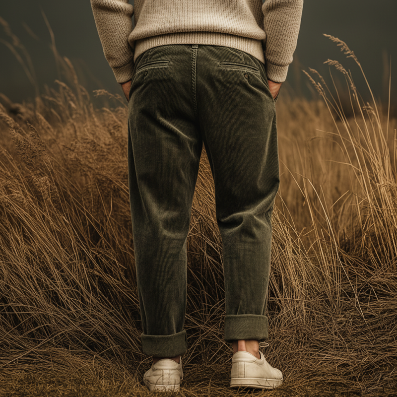 Men's Classic Army Green Corduroy Casual Pants MTA0698K3U