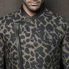 Men's Classic Vintage Denim Jacquard Leopard Print Jacket MTA2247L4K