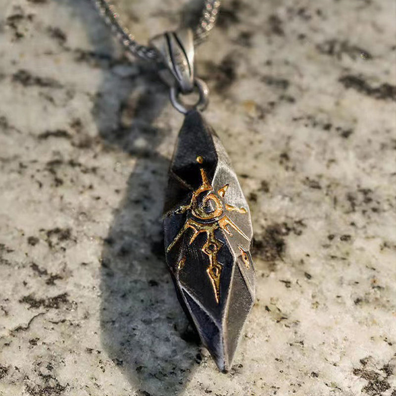 Men's Vintage Fashion S925 Silver Wishing Stone Necklace MTA3096F4M