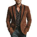 Men's Classic Vintage Western-style Contrasting Velvet Collar Single-breasted Faux Suede Blazer MTA2292L0K