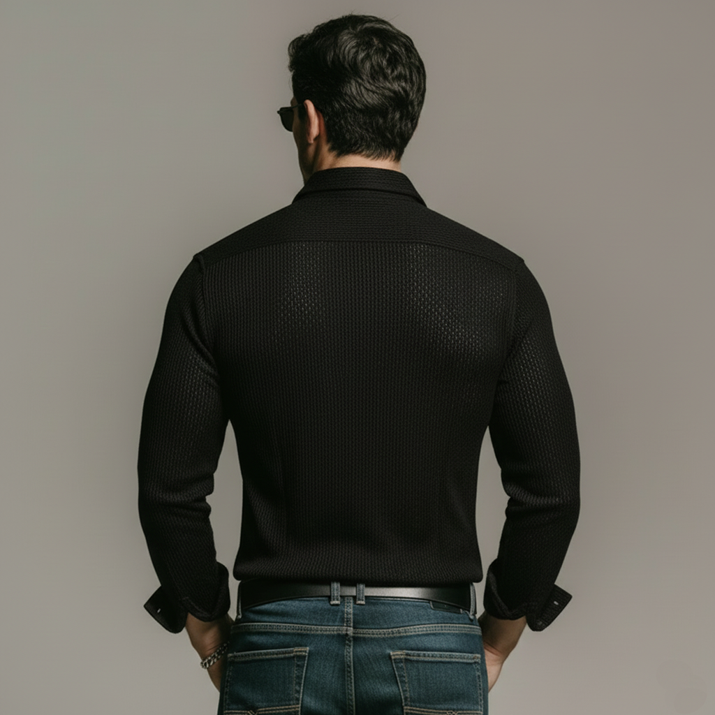 Men's Classic Casual And Subtly Sheer Cotton Blend Long-sleeved Shirt MTA2603L2K