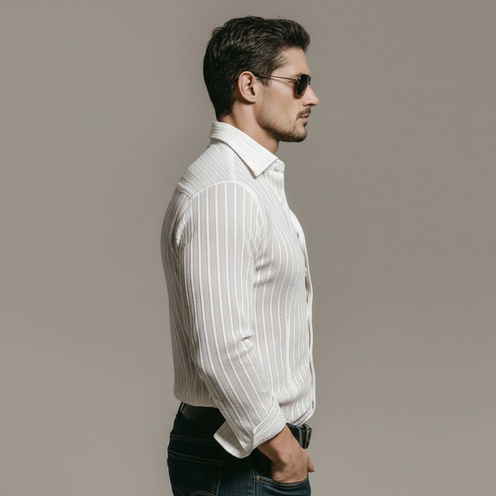 Men's Classic Casual And Stylish Textured Cotton Blend Long-sleeved Shirt MTA2656L9K