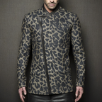 Men's Classic Vintage Denim Jacquard Leopard Print Jacket MTA2247L4K