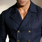 Men's Retro Casual Cotton Linen Double-Breasted Lapel Jacket MTA1921L6TO