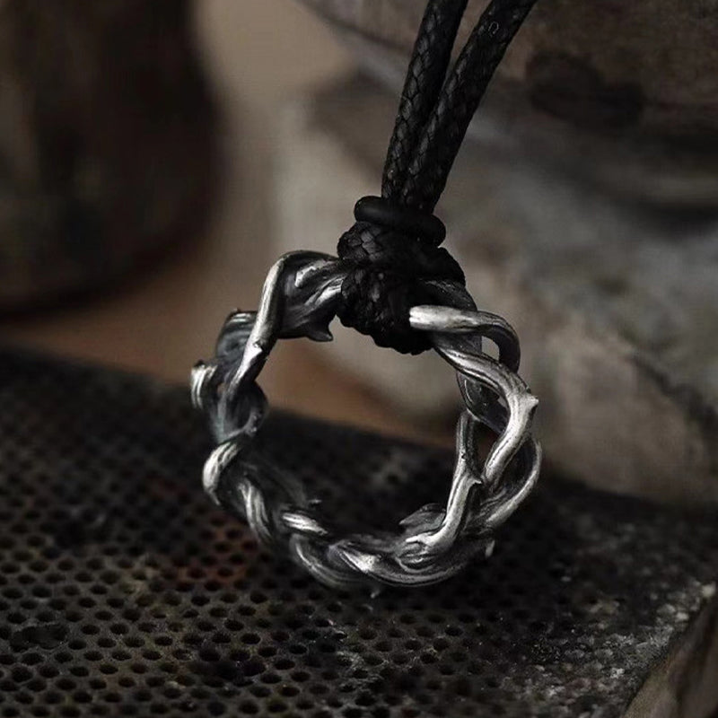 Men's Vintage Design Thorn S925 Silver Pendant Necklace MTA3040F9M