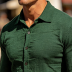 Men's Retro Casual Knitted Patchwork Lace Lapel Long-Sleeve Shirt MTA2313L1TO