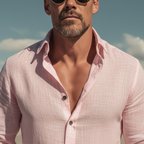 Men's Classic Casual Cotton And Linen Long-sleeved Shirt MTA2469L0K