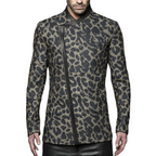 Men's Classic Vintage Denim Jacquard Leopard Print Jacket MTA2247L4K