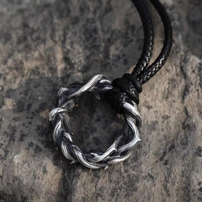 Men's Vintage Design Thorn S925 Silver Pendant Necklace MTA3040F9M