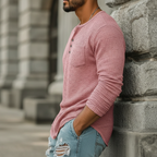 Men's Classic Casual Ribbed Henley Neck Long-sleeved T-shirt MTA2411L1K