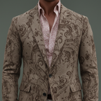 Men's Classic Vintage Printed Cotton Blend Single-breasted Blazer MTA2211L8K