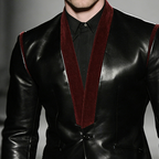 Men's Retro Casual Corduroy Patchwork PU Collarless Blazer MTA1938L2TO