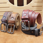 Men's Vintage Distressed Top Layer Pure Cowhide Leather Belt 77785842U