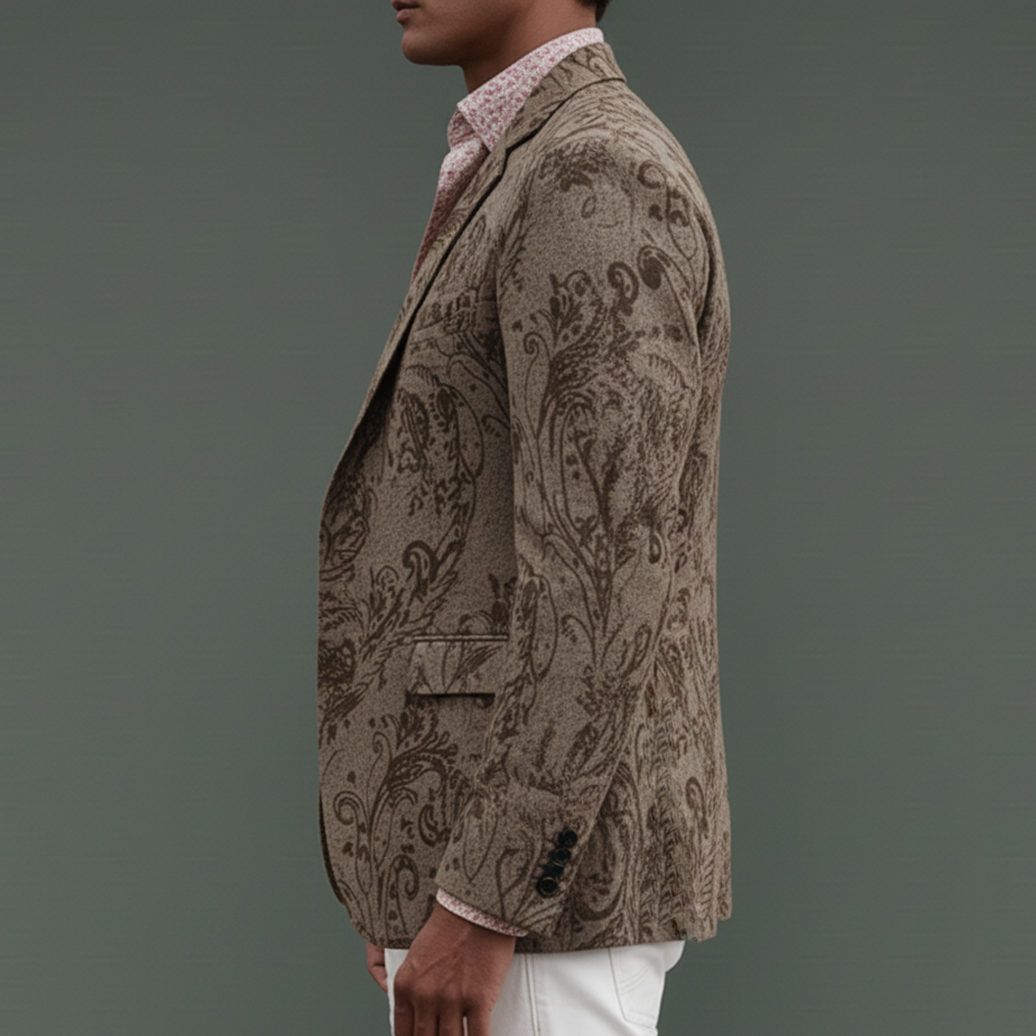 Men's Classic Vintage Printed Cotton Blend Single-breasted Blazer MTA2211L8K