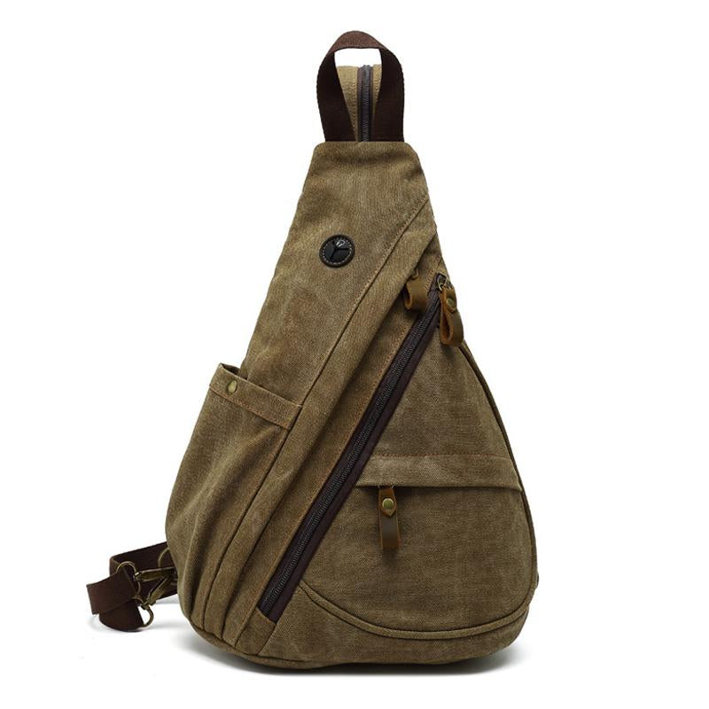 Men's Vintage Canvas Solid Color Chest Bag 45408489X