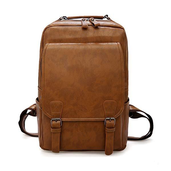 VINTAGE BUSINESS ZIP FLAP LEATHER BACKPACK