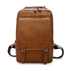 VINTAGE BUSINESS ZIP FLAP LEATHER BACKPACK