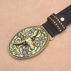 Men's Western Cowboy Style Vintage Rivet Embossed Belt 33277436U