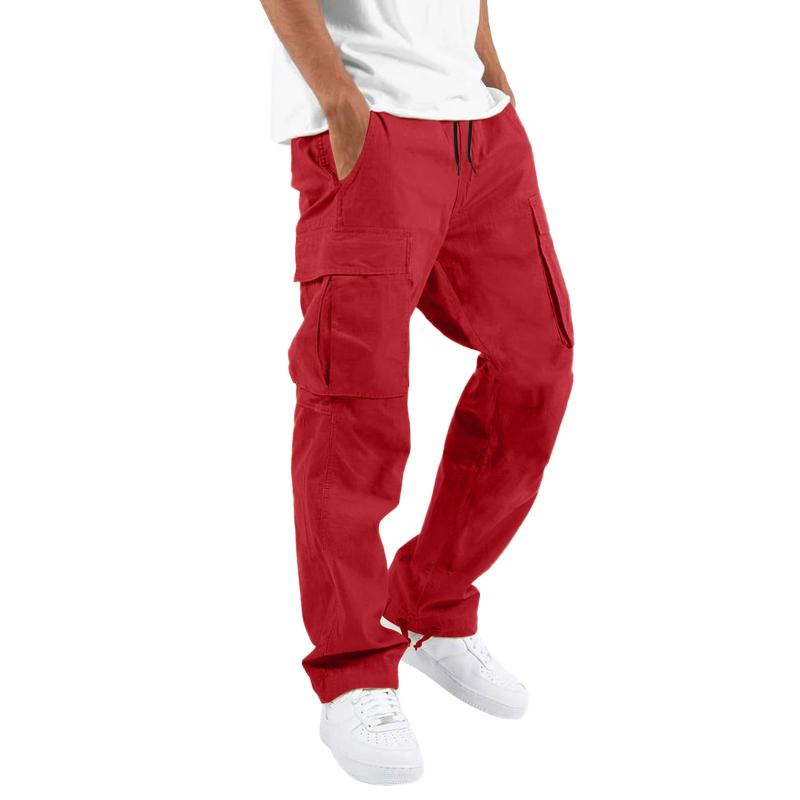 Men's Casual Drawstring Multi-pocket Cotton Blend Cargo Pants 97400513M