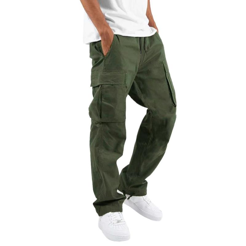 Men's Casual Drawstring Multi-pocket Cotton Blend Cargo Pants 97400513M
