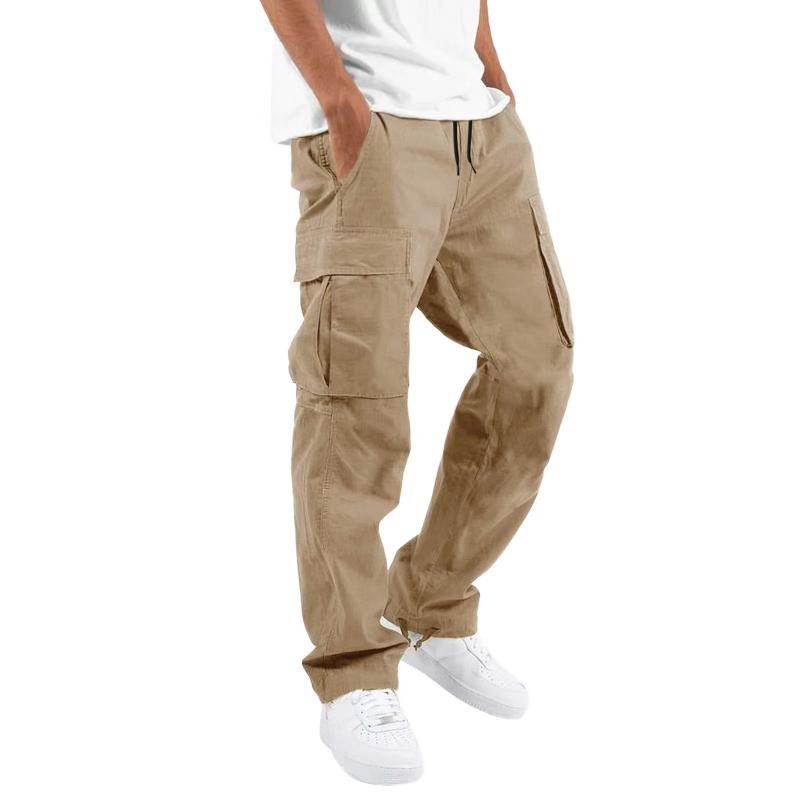 Men's Casual Drawstring Multi-pocket Cotton Blend Cargo Pants 97400513M